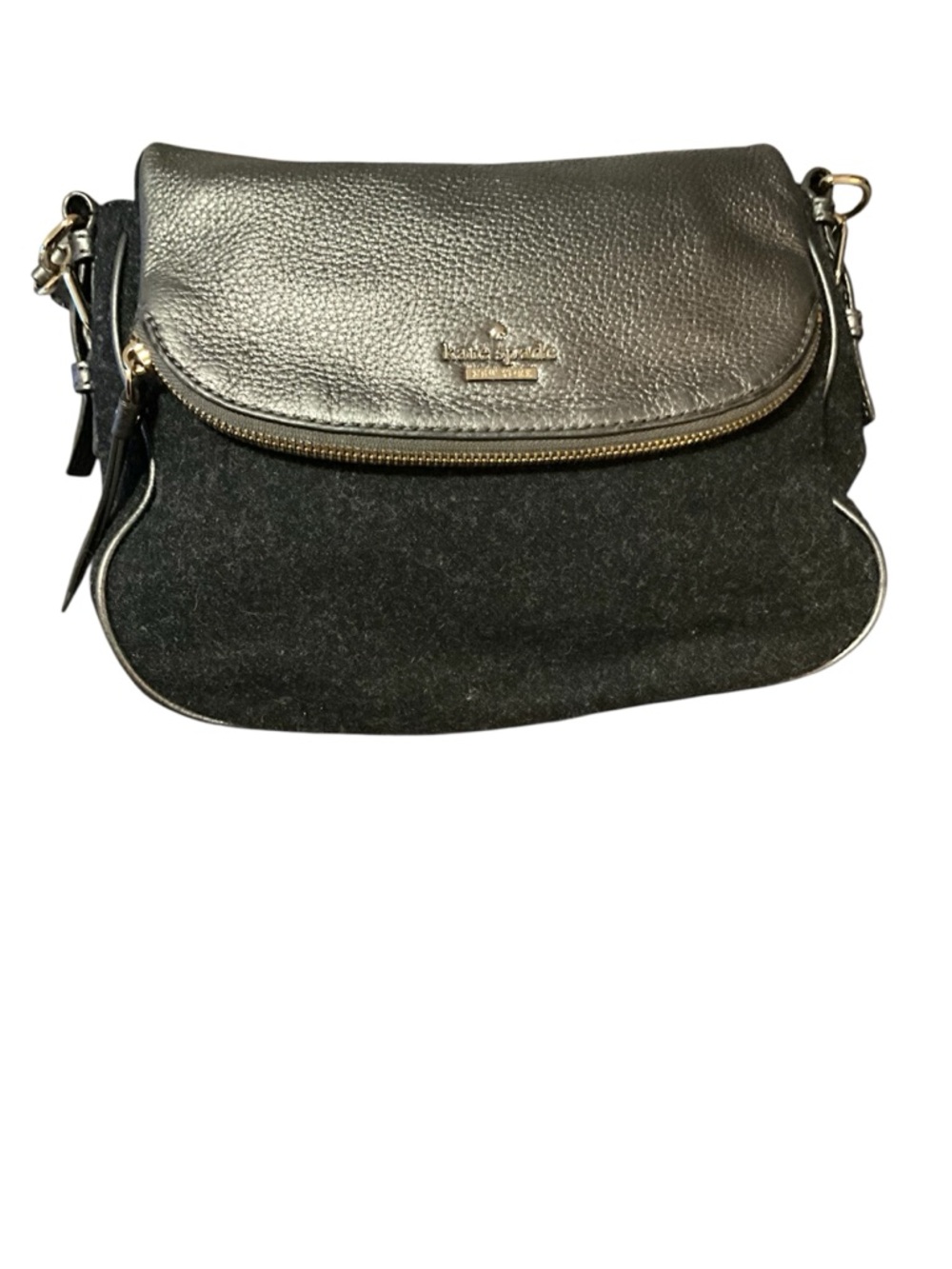 kate spade Black and Metallic Pewter Crossbody Bag